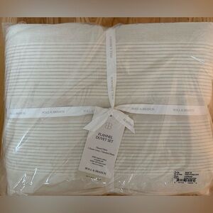 Boll & Branch Queen Organic Flannel striped duvet Set